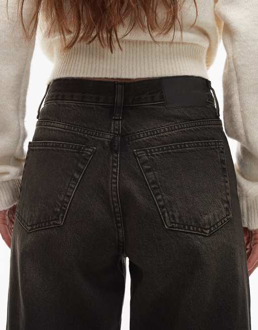 Topshop - Jean droit ample à taille mi-haute - Noir délavé, 4 de 5
