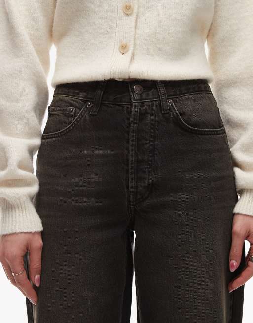 Topshop - Jean droit ample à taille mi-haute - Noir délavé, 5 de 5