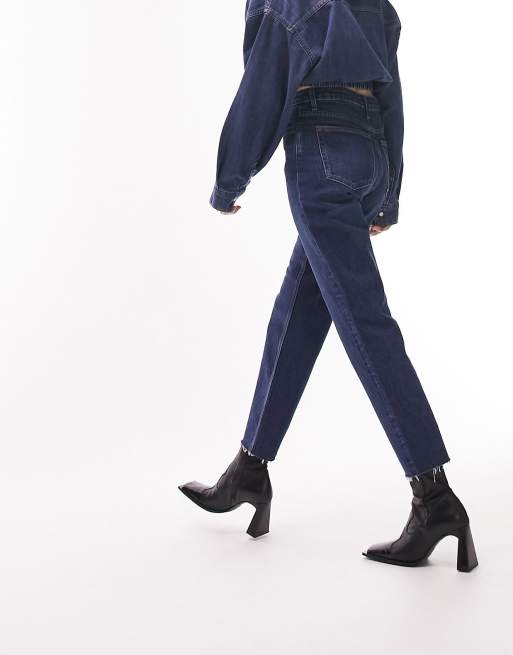 Topshop - Jean droit raccourci à taille mi-haute - Indigo, 3 de 4