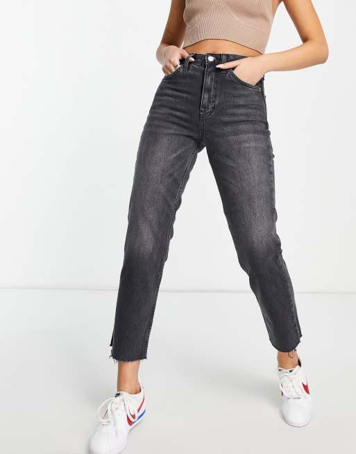 Topshop - Jean droit raccourci à taille mi-haute - Noir délavé, 3 de 4