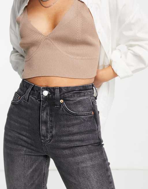 Topshop - Jean droit raccourci à taille mi-haute - Noir délavé, 4 de 4