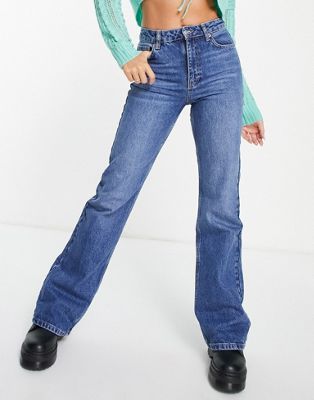 Jeans Topshop - Jean évasé style années 90 en coton recyclé mélangé - Bleu moyen