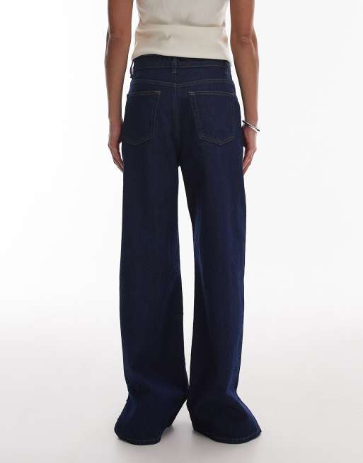Topshop - Jean large fendu devant à taille mi-haute - Indigo brut, 2 de 5