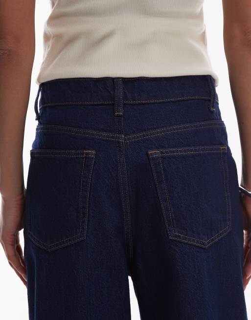 Topshop - Jean large fendu devant à taille mi-haute - Indigo brut, 4 de 5