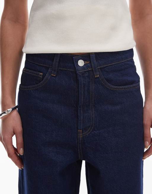 Topshop - Jean large fendu devant à taille mi-haute - Indigo brut, 5 de 5