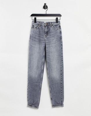 Jeans slim Topshop - Jean mom en coton recyclé mélangé - Gris