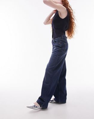 Topshop cinch back jeans in rich blue - ASOS Price Checker