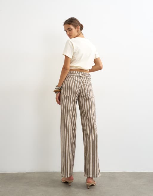 Topshop jean relaxed taille basse cintré à rayures tabac et cobalt, 2 de 5