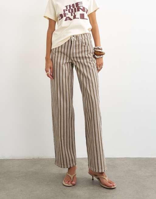 Topshop jean relaxed taille basse cintré à rayures tabac et cobalt, 5 de 5