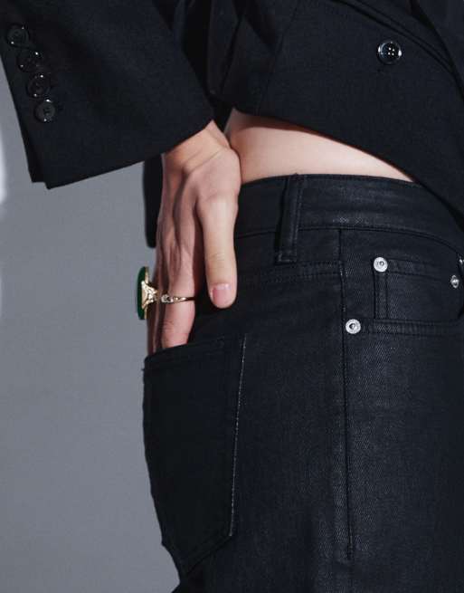 Topshop jean slim droit enduit taille mi-haute noir, 4 de 5