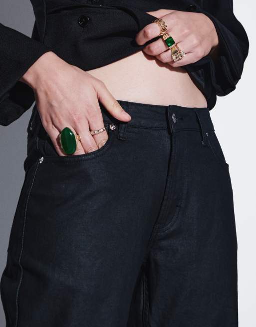 Topshop jean slim droit enduit taille mi-haute noir, 5 de 5