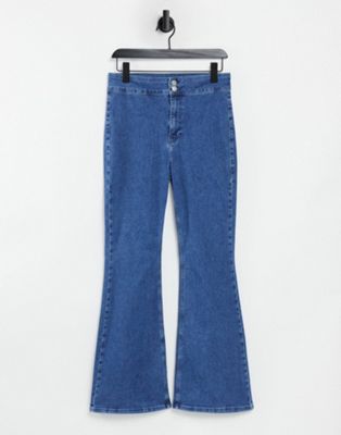 Jeans Topshop - Jean stretch évasé - Bleu délavé moyen