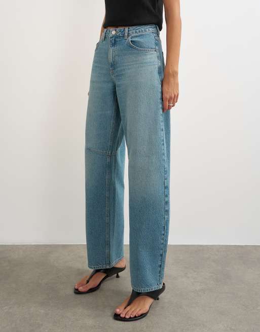 Topshop - Jeans a cilindro a vita medio alta verdi, 4 di 5