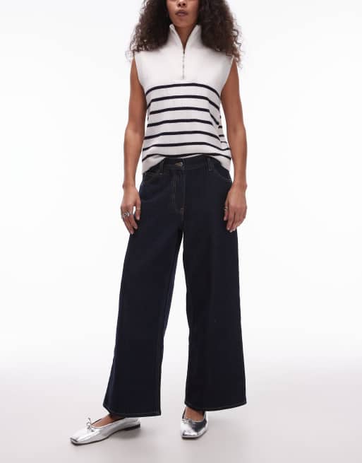 Topshop - Jeans a fondo ampio color indaco