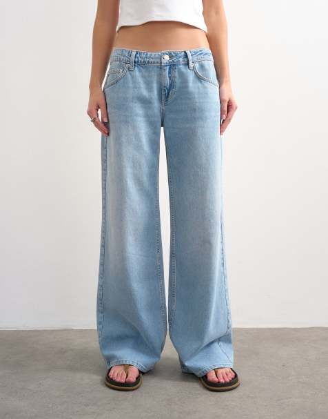 Topshop - Jeans a fondo ampio e vita bassa lavaggio candeggiato - view 1
