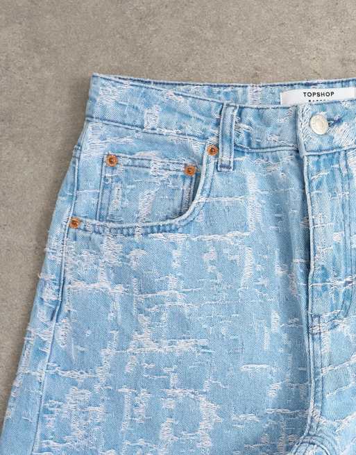 Topshop - Jeans a vita medio alta a cilindro candeggiati invecchiati, 6 di 7