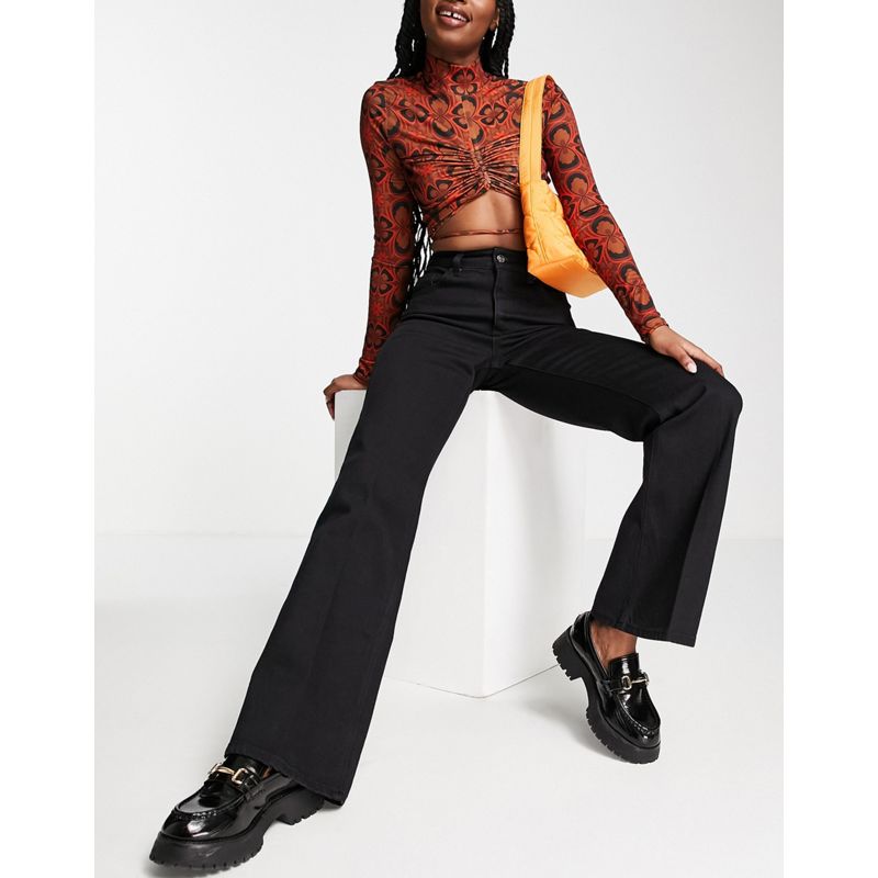 Donna Jeans neri Topshop - Jeans a zampa comodi in cotone organico nero