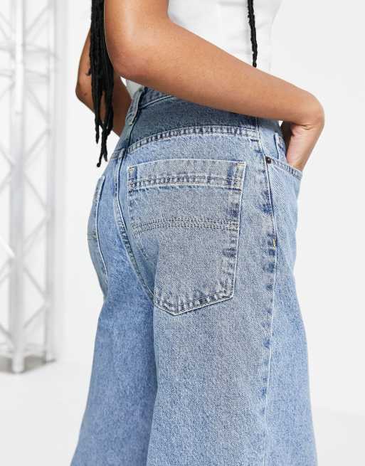 Topshop - Jeans ampi a vita alta blu medio, 2 di 4