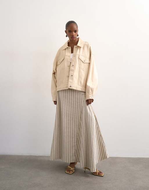 Topshop – Jeans-Ballonjacke in Natur, 2 von 4