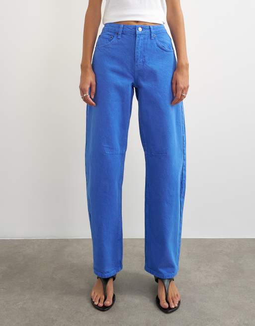 Topshop jeans barrel ze średnim stanem w intensywnym niebieskim, 2 z 5