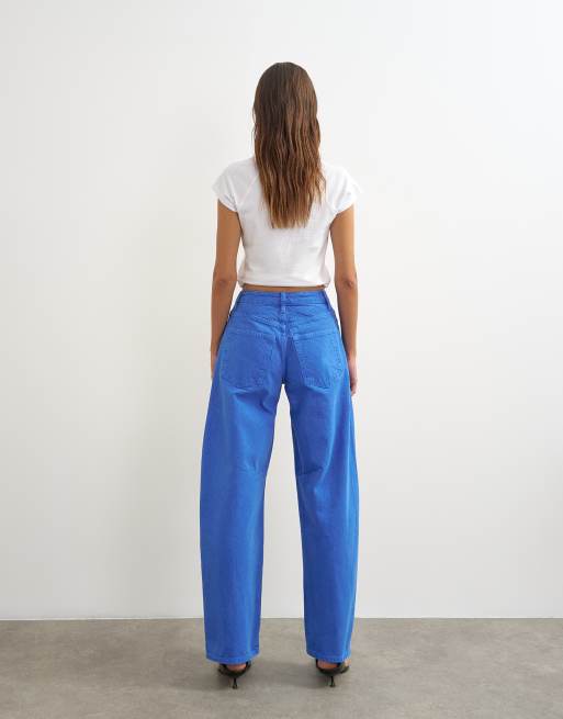Topshop jeans barrel ze średnim stanem w intensywnym niebieskim, 5 z 5