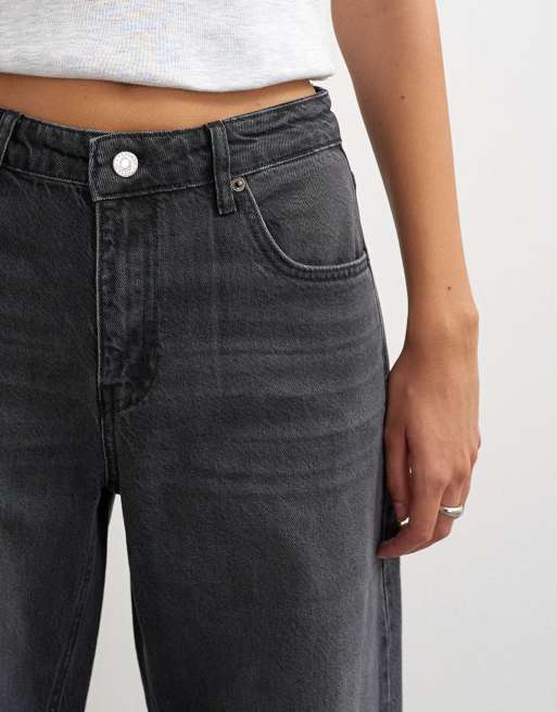 Topshop - Jeans bombati a vita medio alta nero slavato, 3 di 5