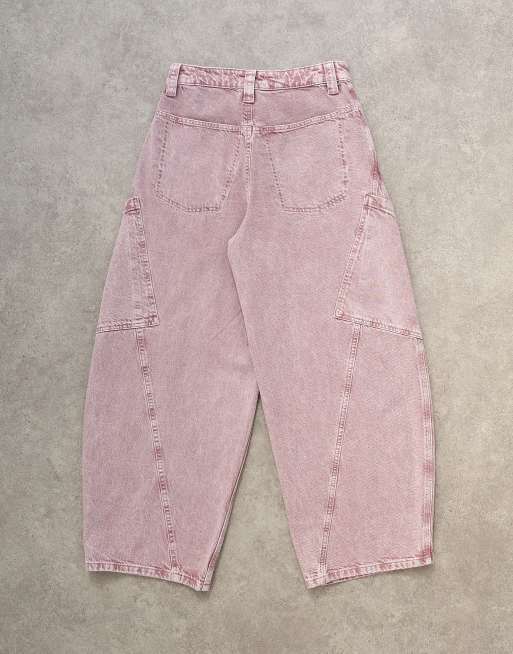 Topshop - Jeans bombati multitasche a vita alta lilla, 7 di 7