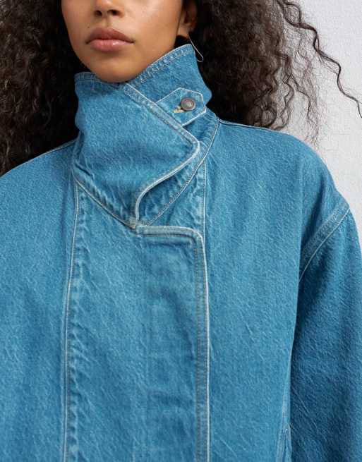 Topshop jeans bomberjacka med elastisk midja i mellangrön ton, 3 av 4