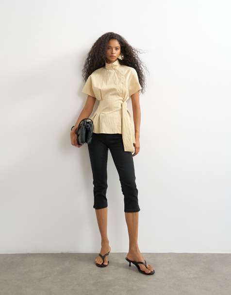 Topshop - Jeans capri a vita alta neri - view 1