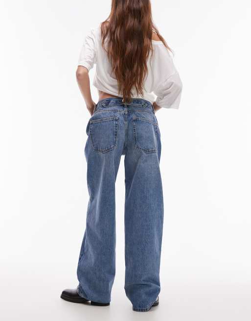 Topshop - Jeans comodi a vita bassa blu medio, 2 di 5