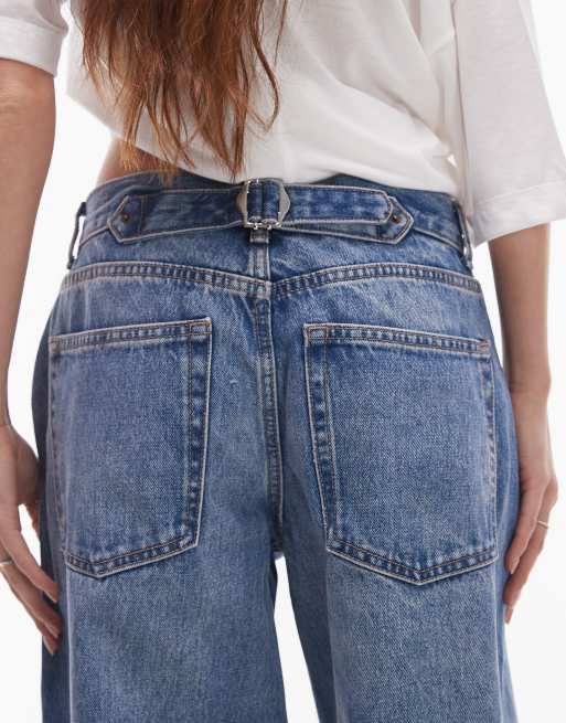 Topshop - Jeans comodi a vita bassa blu medio, 4 di 5
