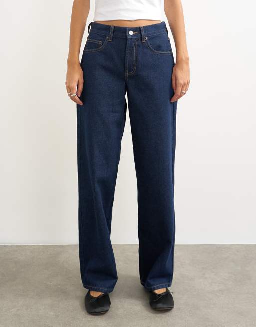 Topshop - Jeans comodi a vita bassa indaco con vita stretta, 2 di 5
