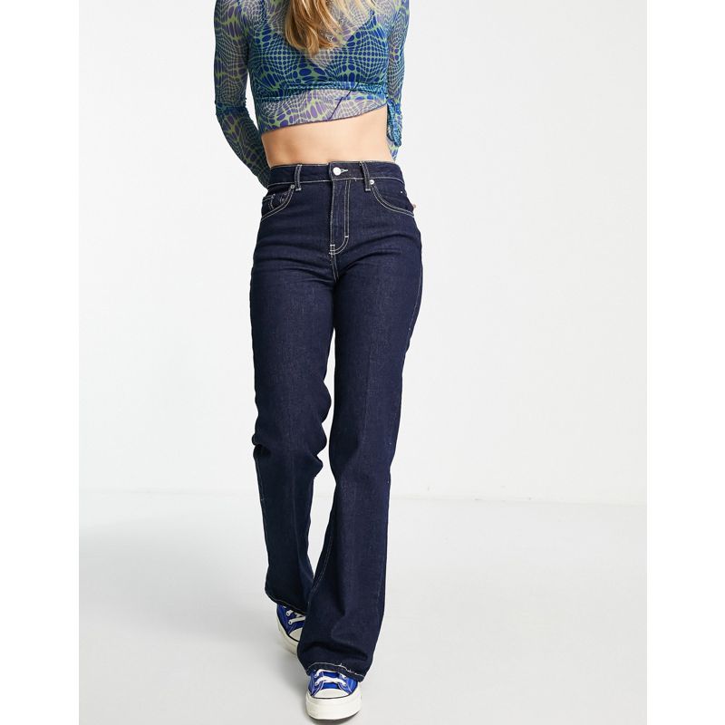 6tEYC Donna Topshop - Jeans comodi a zampa in cotone organico indaco grezzo