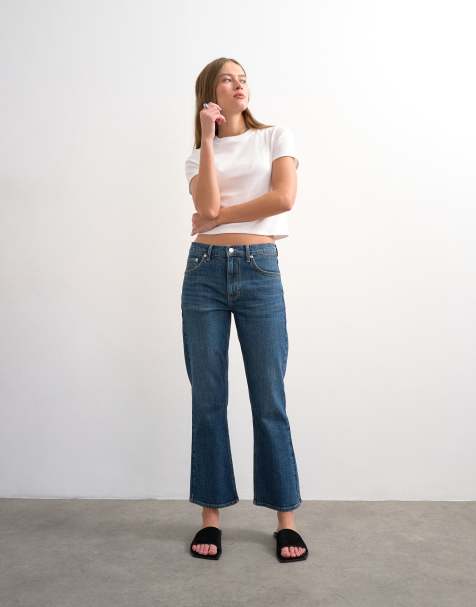 Topshop - Jeans corti a zampa blu scuro - view 1