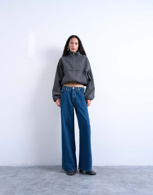 Topshop - Jeans da casa a vita bassa blu vintage, 4 di 7