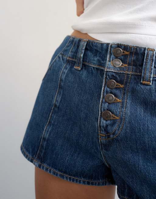 Topshop – Jeans-Höschen in kräftigem Blau mit Knopfleiste, 3 von 5