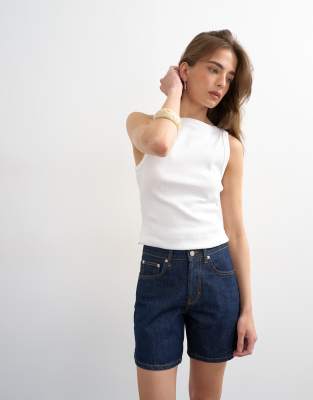 Jeans-Hotpants in Indigoblau mit Rinse-Waschung Blau 36