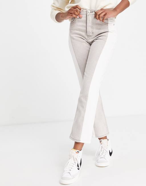 Topshop jeans in gray and white color block