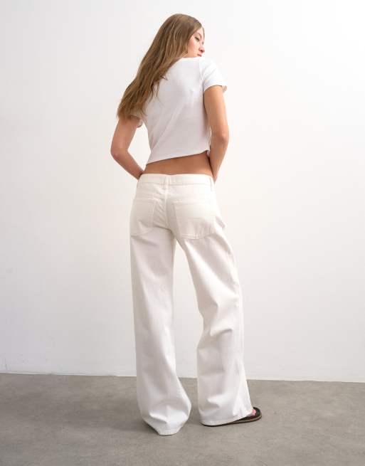 Topshop – Jeans in Knochenweiß mit niedrigem Bund und weitem Bein, 2 von 7