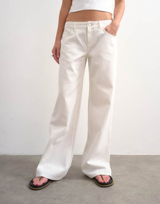 Topshop – Jeans in Knochenweiß mit niedrigem Bund und weitem Bein, 3 von 7