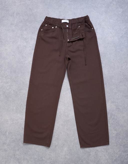 Topshop – Jeans-Jogginghose zum Überziehen in Schokobraun, 6 von 7