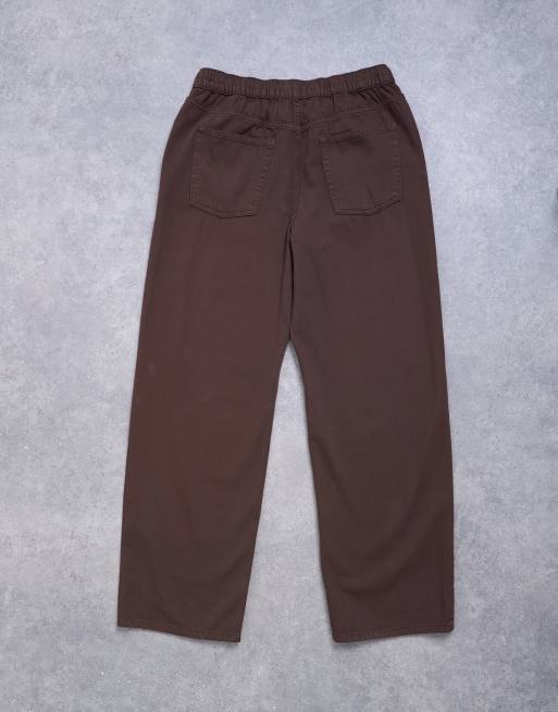 Topshop – Jeans-Jogginghose zum Überziehen in Schokobraun, 7 von 7