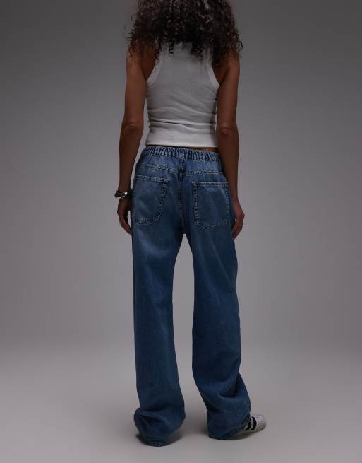 Topshop - Jeans leggeri stile joggers blu medio, 2 di 5