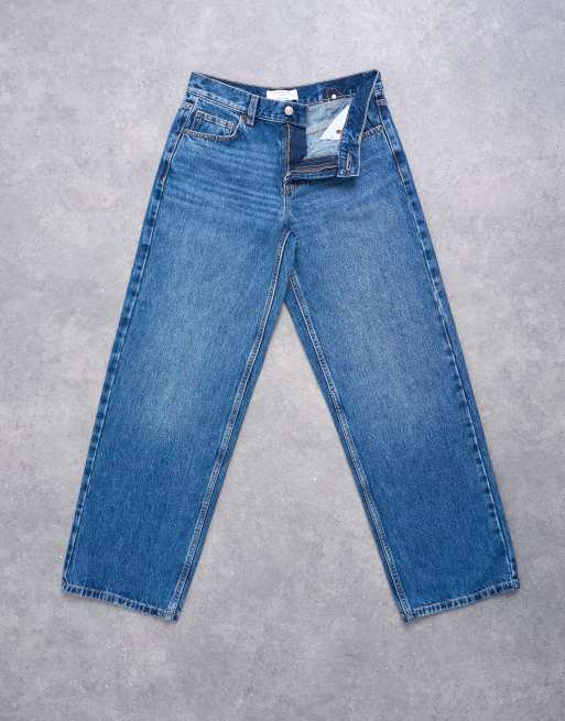 Topshop jeans med låg midja och avslappnad passform i vintageblå, 6 av 7
