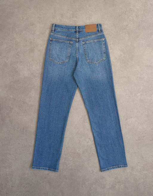 Topshop jeans med medelhög midja och rak passform i vintageblå, 8 av 8
