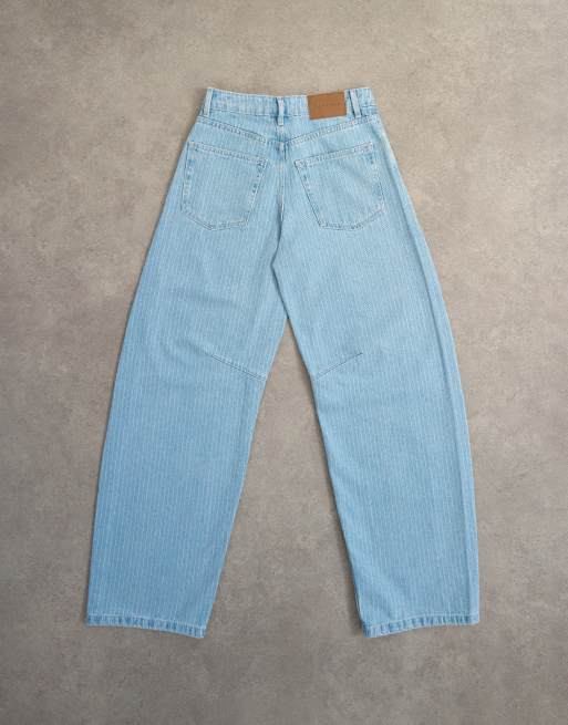 Topshop - Jeans med mellemhøj talje, tøndeformede ben og afblegede nålestriber, 8 af 8