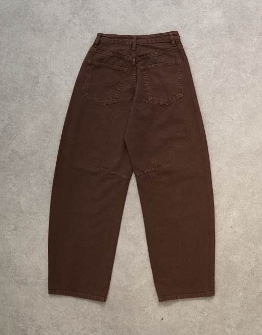 Topshop - Jeans met halfhoge taille en ballonpijpen in chocoladebruin, 7 van 7