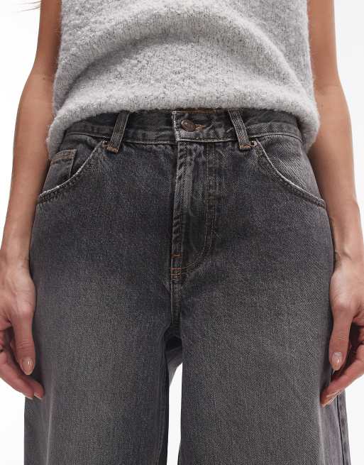 Topshop - Jeans met lage taille en riempje in grijs , 4 van 5