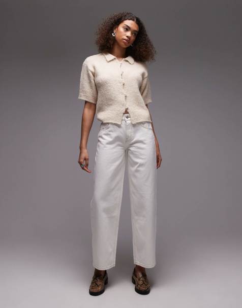 Topshop - Jeans met lage taille in gebroken wit - view 1