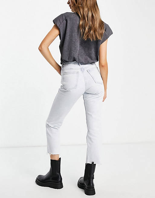 Top Shop Jeans met rechte pijpen lichtgrijs casual uitstraling Mode Spijkerbroeken Jeans met rechte pijpen 